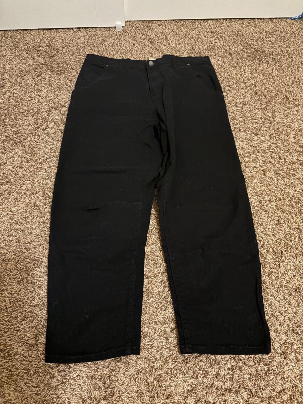 Farmers Market Wide Leg Jeans Size 16 Black Denim Zip Fly Pockets Cotton Blend